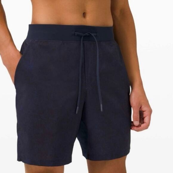 Lululemon Men’s T.H.E. 9-inch Linerless True Navy Gravel Dust Athletic Shorts - Picture 1 of 16